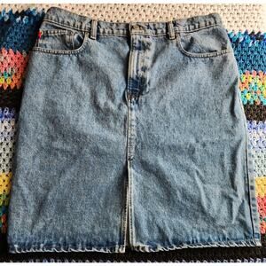 Polo Jeans Company Ralph Lauren Blue Denim Straight Knee Skirt size 14